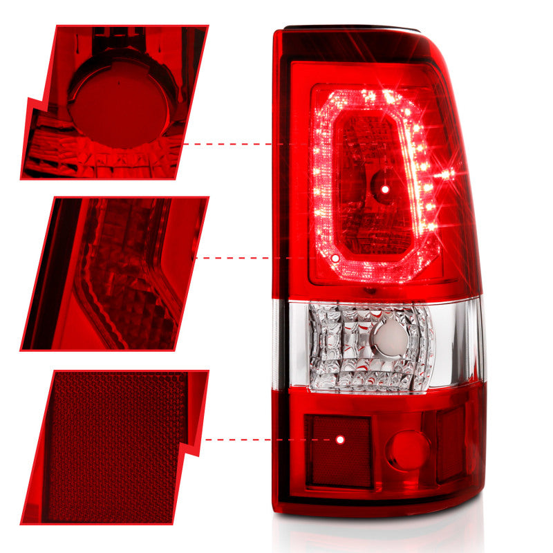 ANZO 311326 FITS 1999-2002 Chevy Silverado 1500 LED Taillights Plank Style Chrome With Red/Clear Lens