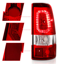 Load image into Gallery viewer, ANZO 311326 FITS 1999-2002 Chevy Silverado 1500 LED Taillights Plank Style Chrome With Red/Clear Lens