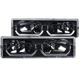 ANZO 111299 FITS: 1988-1998 Chevrolet C1500 Crystal Headlights Black w/ Low Brow