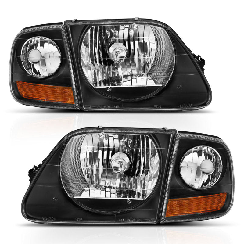ANZO 111460 FITS 1997-2003 Ford F150 Crystal Headlight Black w/ Parking Light