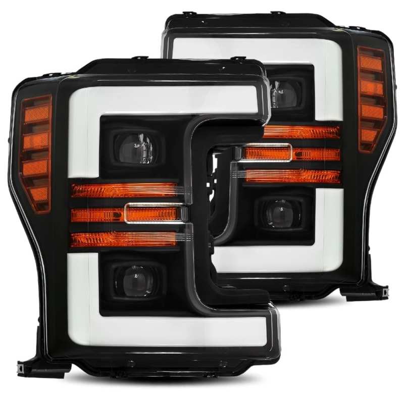 AlphaRex 880106 FITS 17-19 Ford F-250 SD PRO-Series Proj Headlight Plnk Style Matte Blk w/Activ Light/Seq Signal