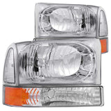 ANZO 111081 FITS: 2000-2004 Ford Excursion Crystal Headlights Chrome w/ Corner Lights 2pc