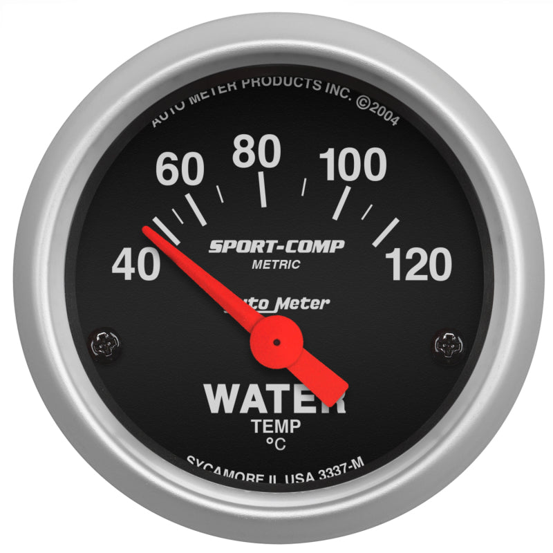 AutoMeter 3337-M - Autometer Sport-Comp 52mm 40-120 Degree Short Sweep Electronic Water Temperature Gauge