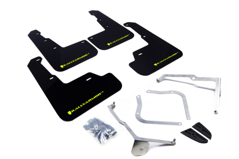 Rally Armor MF32-UR-BLK/CGN FITS: 15-18 Subaru WRX/STi Sedan UR Black Mud Flap w/ Green Logo