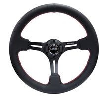 Load image into Gallery viewer, NRG Reinforced Steering Wheel (350mm / 3in. Deep) Black Leather/Red Stitch &amp; Blk 3-Spoke w/Slits - free shipping - Fastmodz