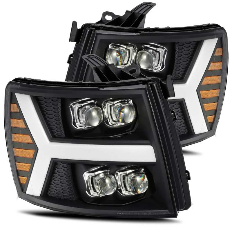 AlphaRex 880209 FITS 880209 FITS 07-13 Chevy 1500HD NOVA LED Proj Headlights Plank Style Matte Blk w/Activ Light/Seq Signal