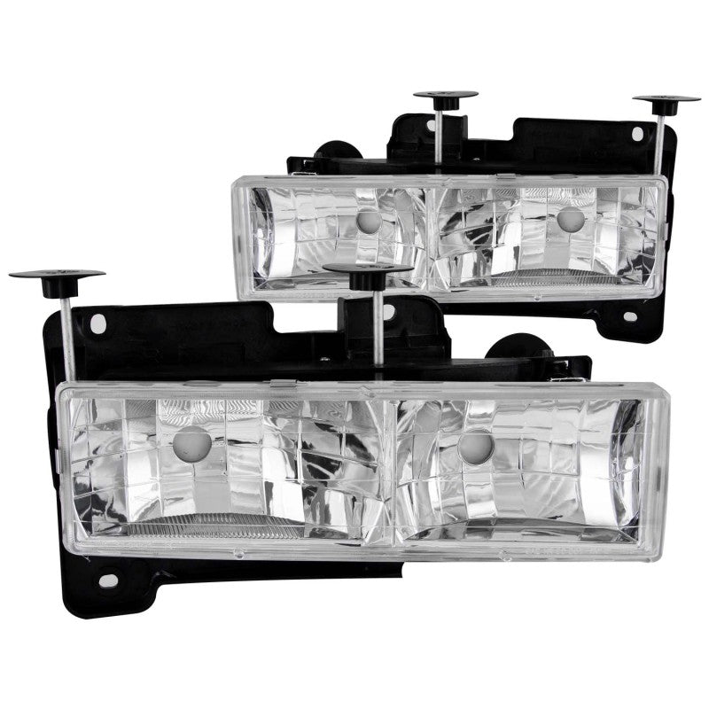 ANZO - [product_sku] - ANZO 1988-1998 Chevrolet C1500 Crystal Headlights Chrome w/o Bulbs - Fastmodz