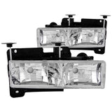 ANZO 111136 FITS: 1988-1998 Chevrolet C1500 Crystal Headlights Chrome w/o Bulbs