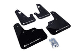 Rally Armor MF8-UR-BLK/WH FITS: 2007+ Mitsubishi Lancer (doesnt fit Sportback) UR Black Mud Flap w/ White Logo