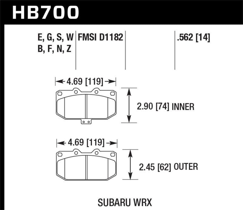 Hawk 06-07 Subaru WRX Performance Ceramic Front Brake Pads - free shipping - Fastmodz