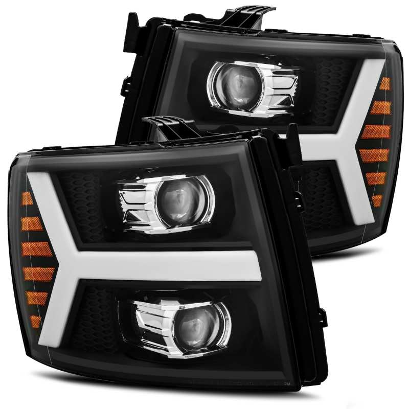 AlphaRex 880205 FITS 07-13 Chevy 1500HD PRO-Series Proj Headlight Plank Style Matte Blk w/Activ Light/Seq Signal