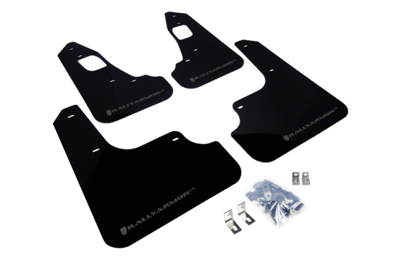 Rally Armor MF10-UR-BLK/GRY FITS: 2008+ Mitsubishi EVO X UR Black Mud Flap w/ Grey Logo