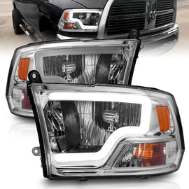 ANZO 111516 FITS 111516 - FITS: 2009-2018 Dodge Ram 1500/ 2500/ 3500 Crystal Headlights w/ Light Bar Chrome Housing