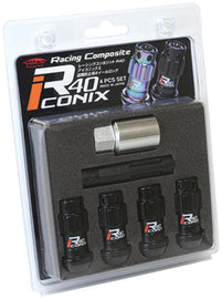 Project Kics WYIF41KK FITS 12X1.50 R40 Iconix Black Lug Nut Lock Set4