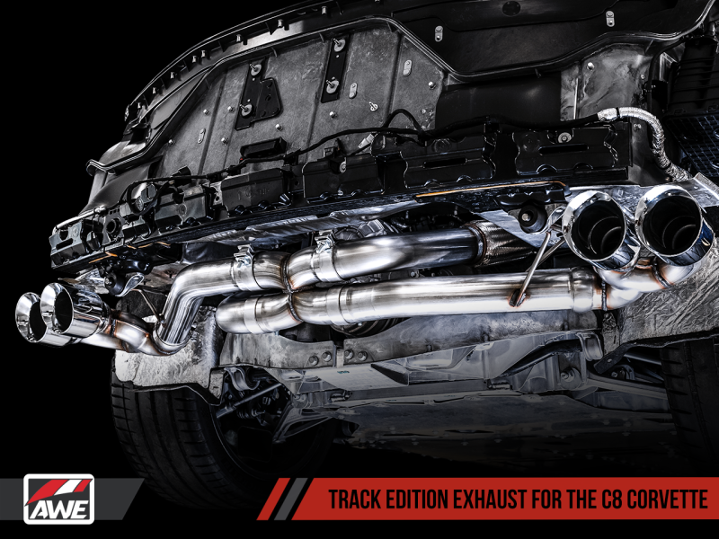 AWE Tuning 3020-43086 FITS 2020 Chevrolet Corvette (C8) Track Edition Exhaust - Quad Diamond Black Tips