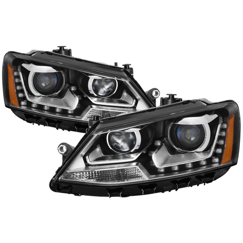 SPYDER 9036675 - xTune Volkswagen Jetta 11-14 Halogen Model Only DRL Projector HeadlightsBlack PRO-JH-VJ11-DRL-BK