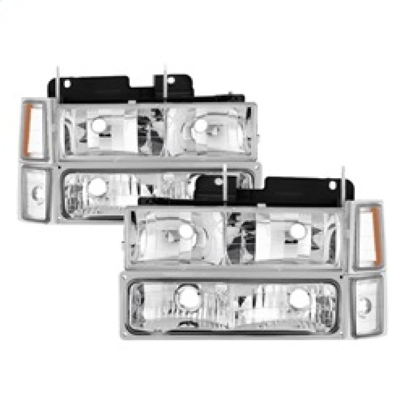 SPYDER 5069535 FITS 5069535 - Xtune Chevy Suburban 94-98 Headlights w/ Corner & Parking Lights 8pcs Chrome HD-JH-CCK88-AM-C-SET