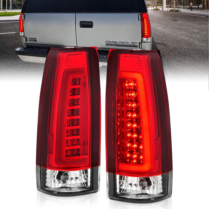 ANZO 311346 -  FITS: 1999-2000 Cadillac Escalade LED Taillights Chrome Housing Red/Clear Lens Pair