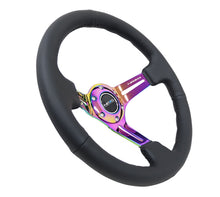 Load image into Gallery viewer, NRG RST-018R-MCBS - Reinforced Steering Wheel (350mm / 3in. Deep) Blk Leather/Blk Stitch w/Neochrome Slits