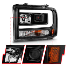 Load image into Gallery viewer, ANZO 111551 FITS 111551 FITS 99-04 Ford F250/F350/F450/Excursion (excl 99) Projector Headlightsw/ Light Bar Black Housing