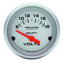 Load image into Gallery viewer, AutoMeter 4391 - Autometer Ultra-Lite 52mm Short Sweep Electronice Voltage Gauge