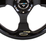 NRG RST-001BK - Reinforced Steering Wheel (320mm) Blk w/Gloss Black Trim