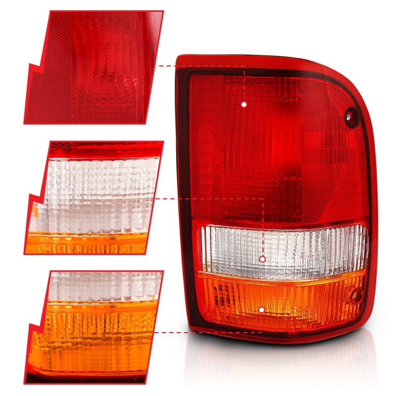 ANZO 311310 FITS 1993-1997 Ford Ranger Tail Light Red/Cear (OE)