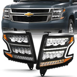 ANZO 111478 FITS: 15-20 Chevy Tahoe/Suburban LED Light Bar Style Headlights Black w/Sequential w/DRL w/Amber
