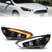 Load image into Gallery viewer, ANZO 121564 FITS 15-18 Ford Focus Projector Headlightsw/ Light Bar Switchback Black Housing