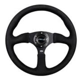 NRG RST-023MB-SA - Reinforced Steering Wheel (350mm / 2.5in. Deep)Blk Alcantara Comfort Grip w/4mm Matte Blk Spokes