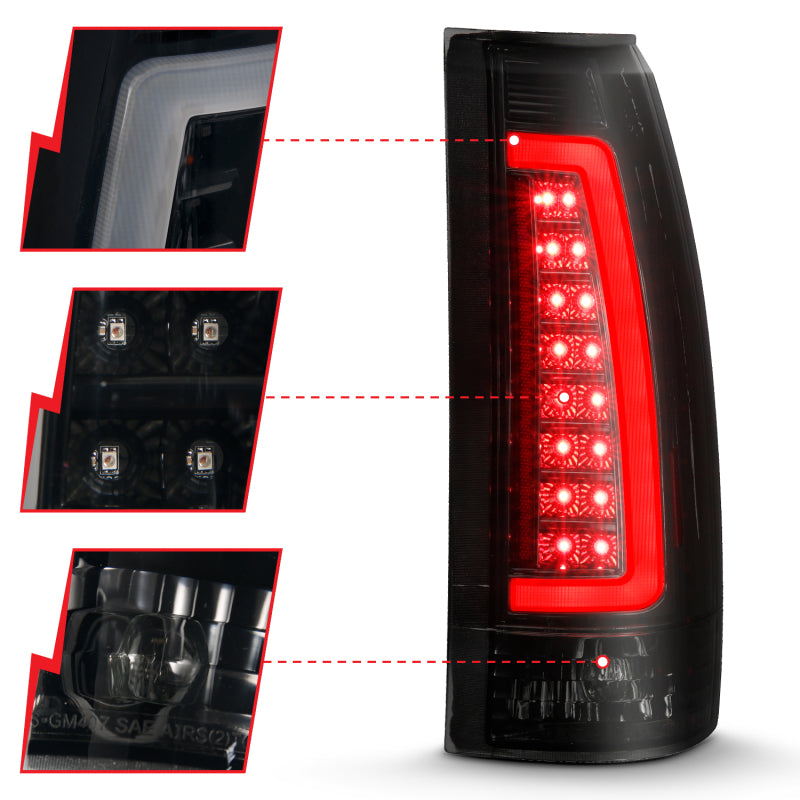 ANZO 311345 -  FITS: 1999-2000 Cadillac Escalade LED Taillights Black Housing Smoke Lens Pair