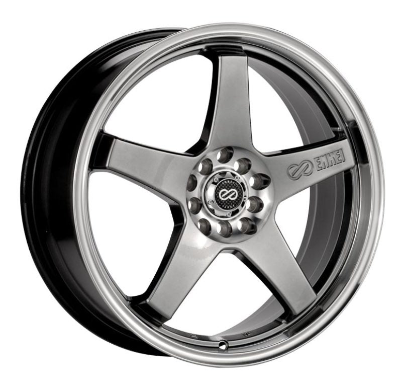 Enkei 446-770-1145HB - EV5 17x7 4x100/108 45mm Offset 72.6 Bolt Diameter Hyper Black w/ Machined Lip Wheel