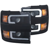 ANZO 111363 FITS: Projector Headlights With Plank Style Design Black w/Amber 15-17 Chevrolet Silverado 2500/3500