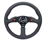 NRG RST-023D-R - Reinforced Steering Wheel (350mm/ 2.5in. Deep) Sport Leather Racing/ 4mm Matte Black Spoke