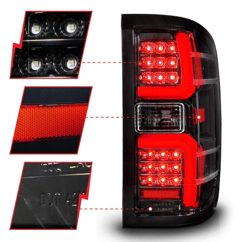 ANZO 311450 FITS 15-19 Chevrolet Silverado 2500 HD/3500 HD LED Taillight w/ Sequential Black Housing/Clear Lens