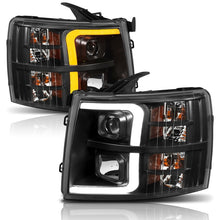 Load image into Gallery viewer, ANZO - [product_sku] - ANZO 07-13 Chevrolet Silverado 1500 Plank Style Projector Headlights Black w/ Amber - Fastmodz