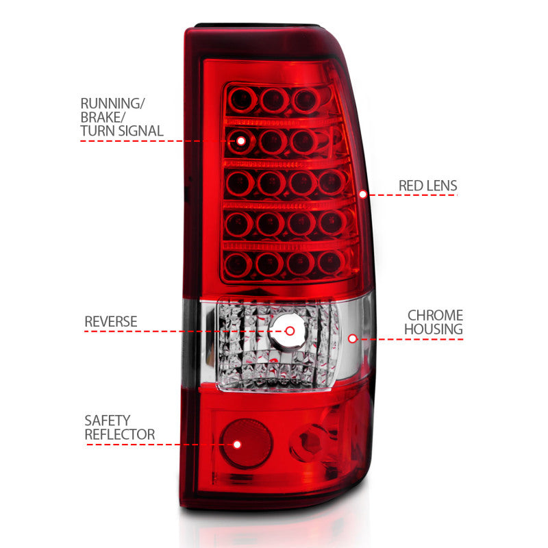 ANZO 311007 FITS 2003-2006 Chevrolet Silverado 1500 LED Taillights Red/Clear