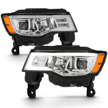Load image into Gallery viewer, ANZO 111419 -  FITS: 2017-2018 Jeep Grand Cherokee Projector Headlights w/ Plank Style Switchback FITS: Chrome w/ Amber