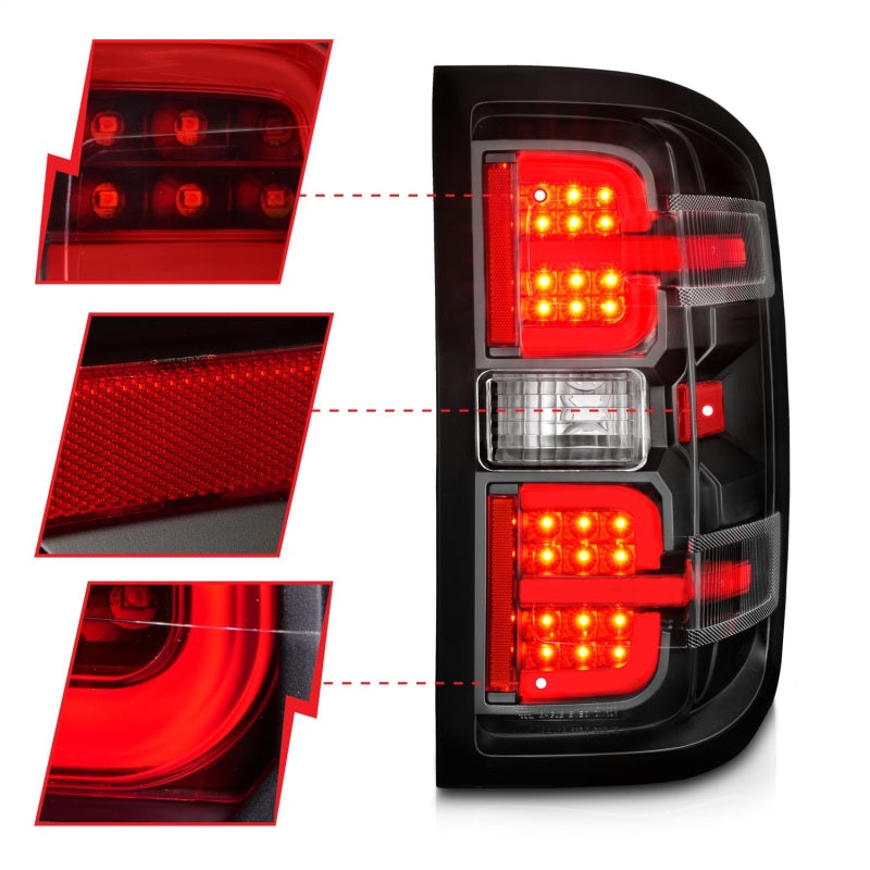 ANZO 311425 - FITS: 15-19 Chevy Silverado 2500HD/3500HD (Halgn Only) LED Tail Lights w/Black Light Bar & Clear Lens