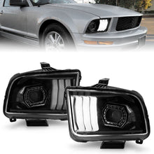 Load image into Gallery viewer, ANZO 121566 FITS 05-09 Ford Mustang (w/Factory Halogen HL Only) Projector Headlights w/Light Bar Black Housing