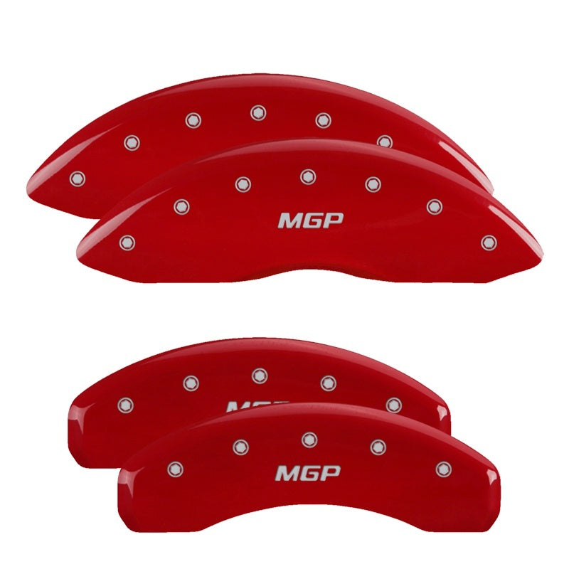 MGP 10219SRPTRD - 4 Caliper Covers Engraved Front & Rear Raptor Red finish silver ch