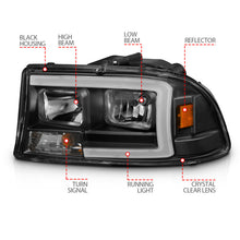 Load image into Gallery viewer, ANZO 111591 FITS 97-04 Dodge Dakota/Durango Crystal headlight Set w/ Light Bar Black Housing