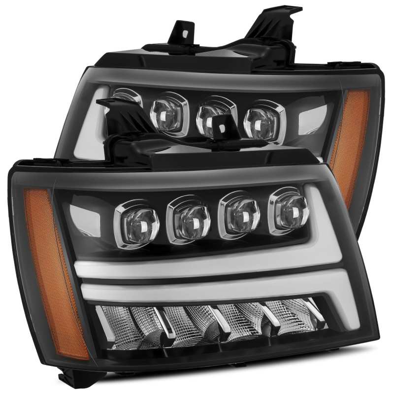 AlphaRex 880287 - 07-13 Chevy Avalanche NOVA LED Proj Headlights Plank Style Gloss Black w/Activ Light/DRL