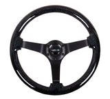 NRG RST-036BSB-BK - Reinforced Steering Wheel (350mm / 3in Deep) Classic Blk Sparkle Wood Grain w/Blk 3-Spoke Center