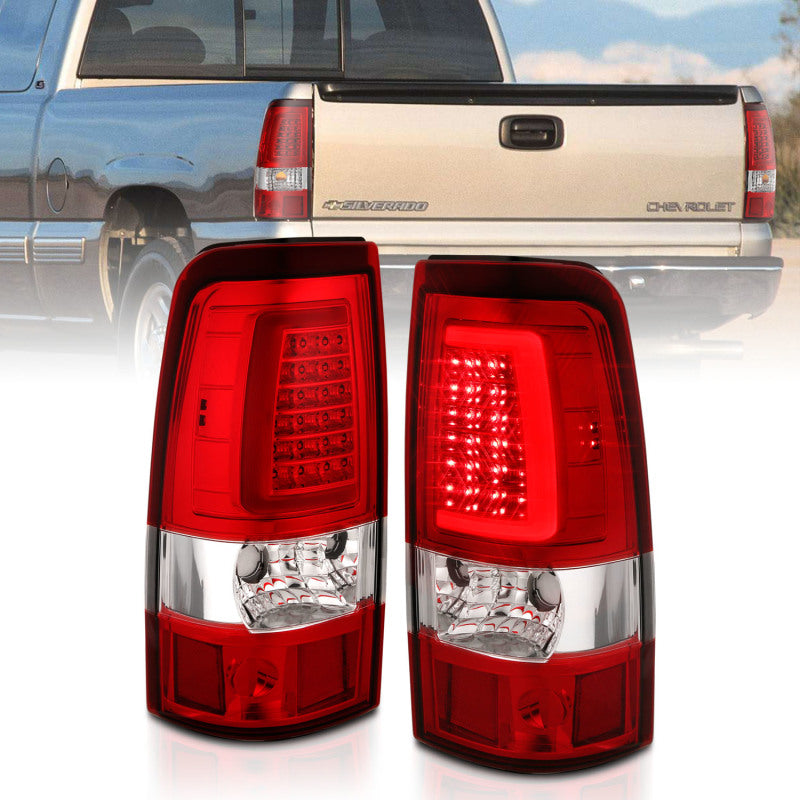 ANZO 311335 -  FITS: 2003-2006 Chevy Silverado 1500 LED Taillights Plank Style Chrome With Red/Clear Lens