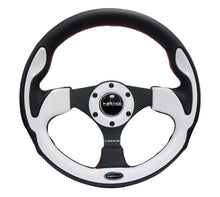 Load image into Gallery viewer, NRG Reinforced Steering Wheel (320mm) Blk w/White Trim &amp; 4mm 3-Spoke - free shipping - Fastmodz