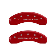 Load image into Gallery viewer, MGP 13009SCV7RD FITS 4 Caliper Covers Engraved Front &amp; Rear C7/Corvette Red finish silver ch