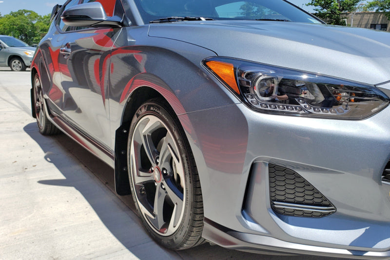 Rally Armor MF58-UR-BLK/RD FITS: 2019+ Hyundai Veloster Turbo R-Spec UR Black Mud Flap w/ Red Logo