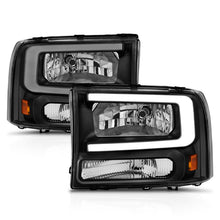 Load image into Gallery viewer, ANZO 111549 FITS 111549 FITS 99-04 Ford F250/F350/F450/Excursion (excl. 99) Crystal Headlightsw/ Light Bar Black Housing
