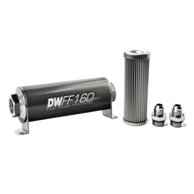 Load image into Gallery viewer, DeatschWerks 8-03-160-010K-8 - Stainless Steel 8AN 10 Micron Universal Inline Fuel Filter Housing Kit (160mm)